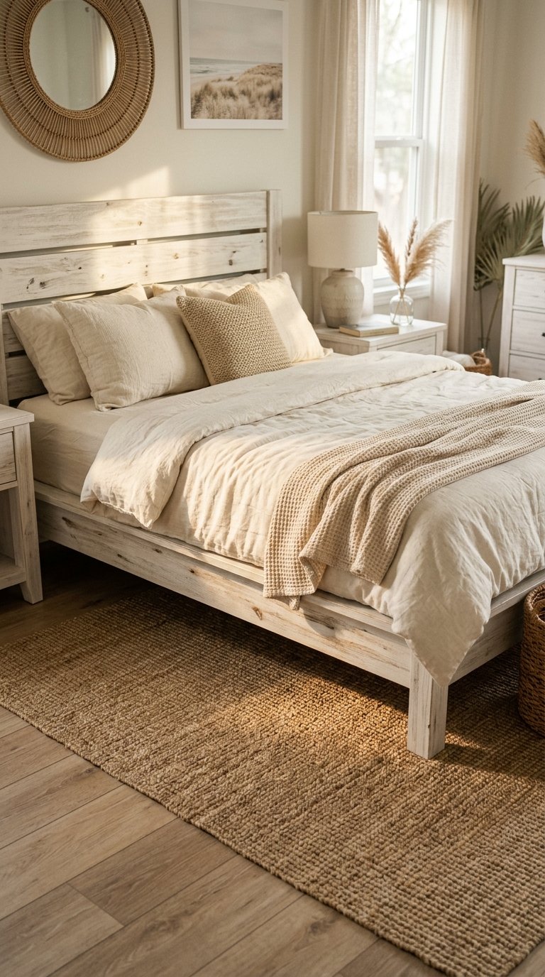 Driftwood or Whitewashed Wood Bed Frame