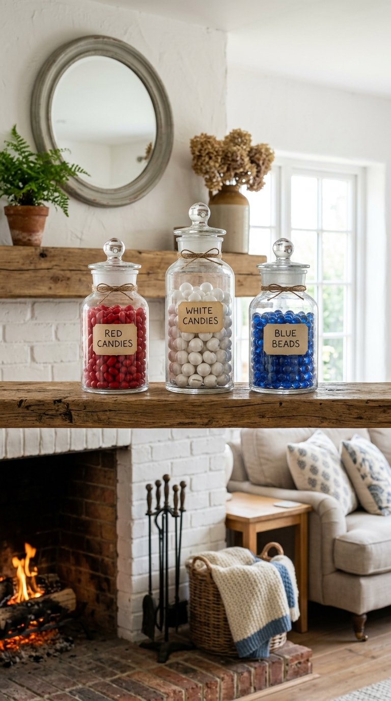 Fill Glass Jars With Patriotic Candy or Beads