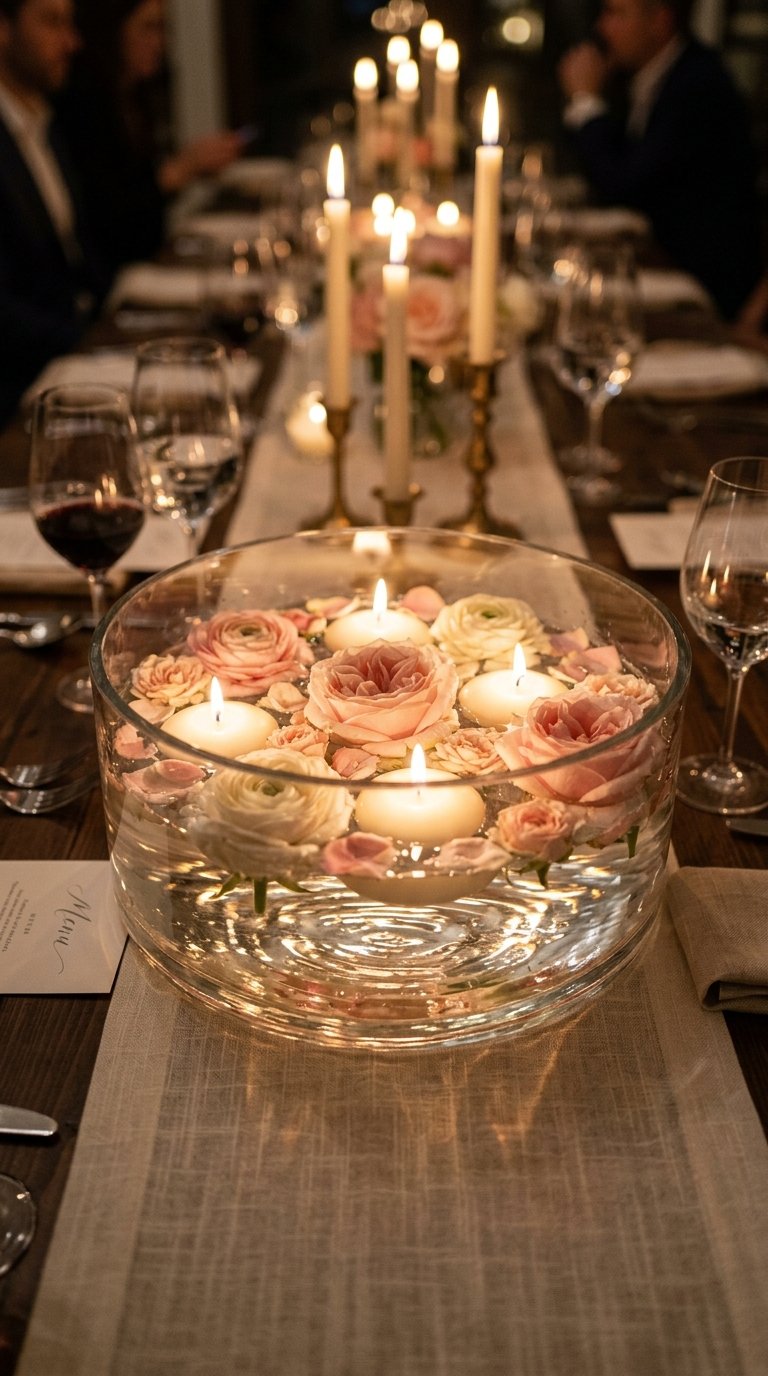 Floating Candle Bowl Centerpiece