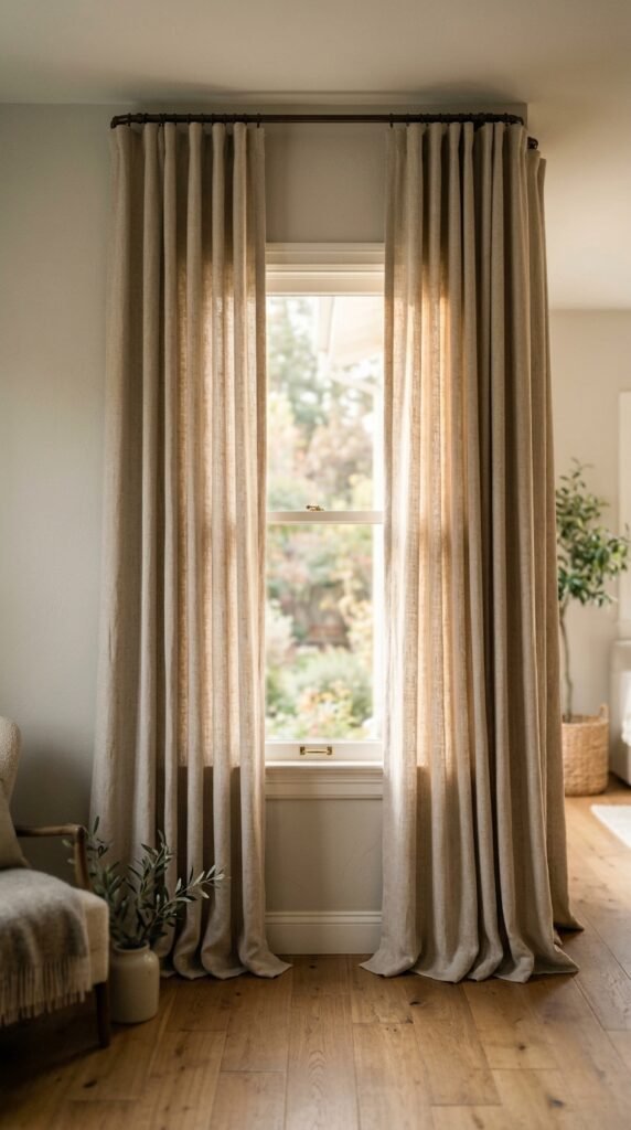 Floor-to-Ceiling Curtains in a Linen or Velvet Fabric