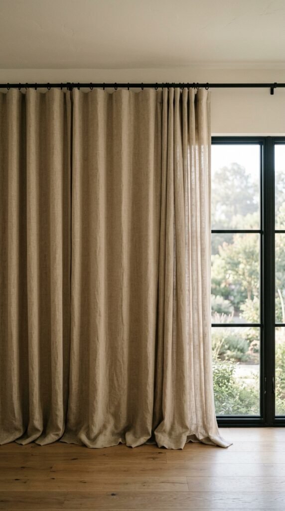 Floor-to-Ceiling Curtains in a Solid Neutral
