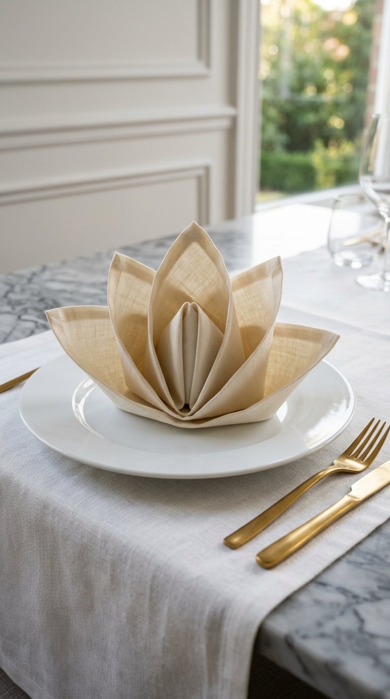 Fold Napkins Into a Lotus Shape for Formal Place Settings