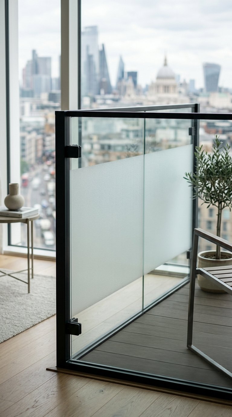 Frosted Window Film on Glass Balcony Panels