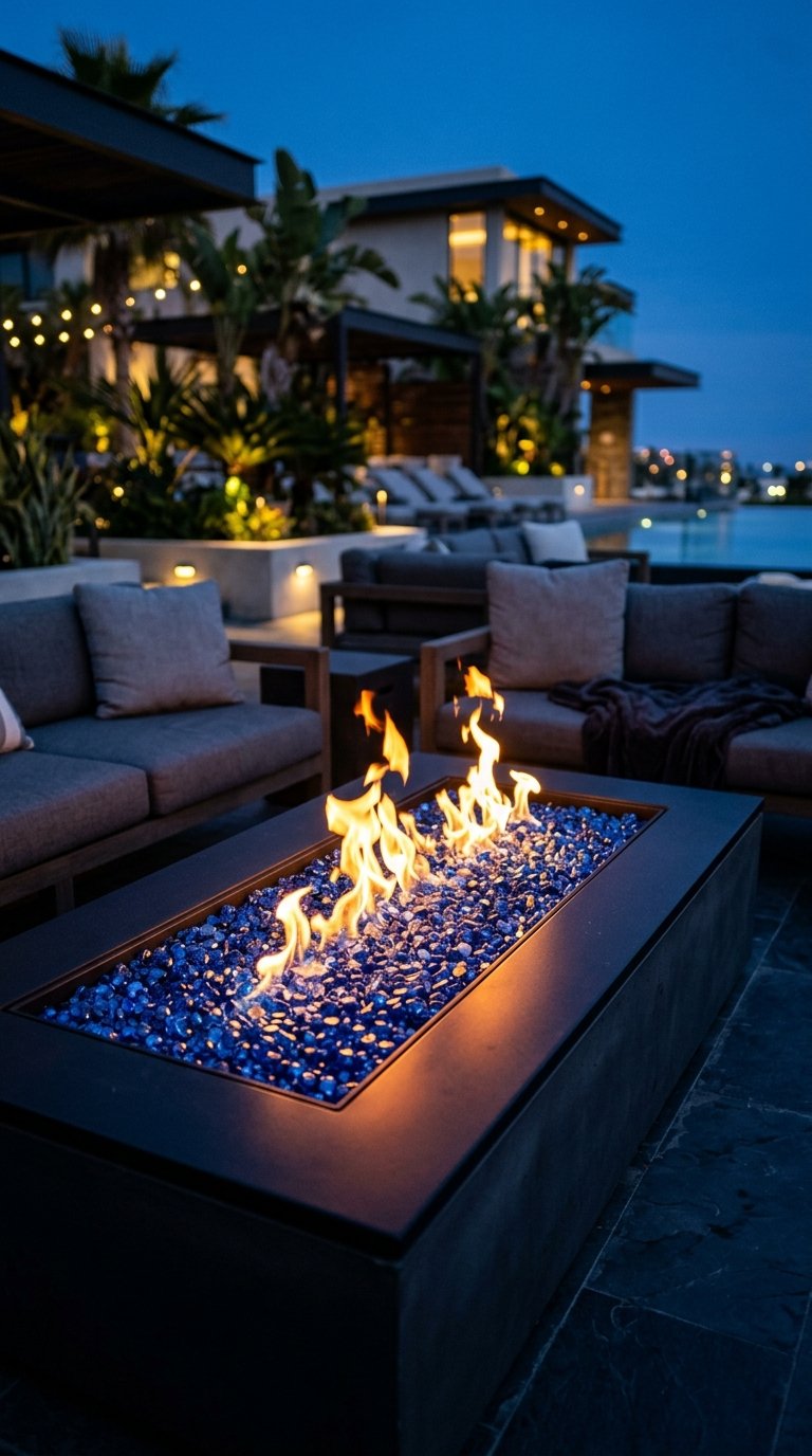 Gas Fire Pit With a Lava Rock or Glass Bead Fill