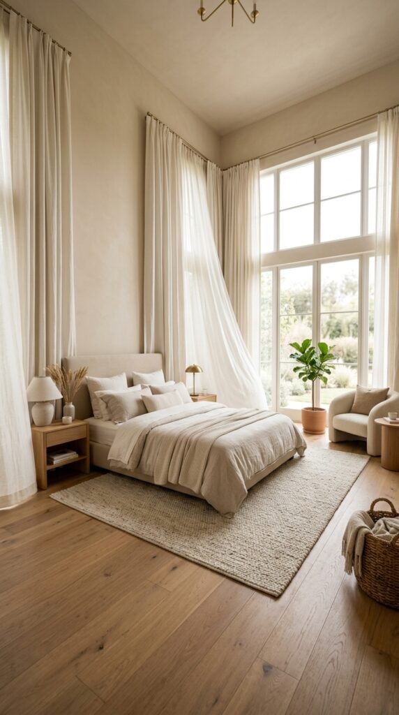 Hang Floor-to-Ceiling Beige or Linen Curtains