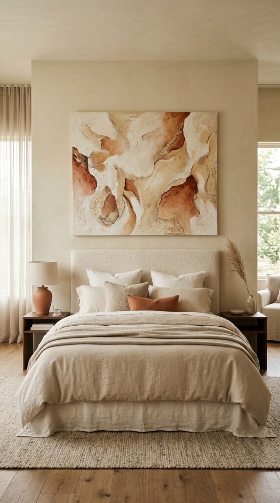Hang One Large Artwork Above the Bed