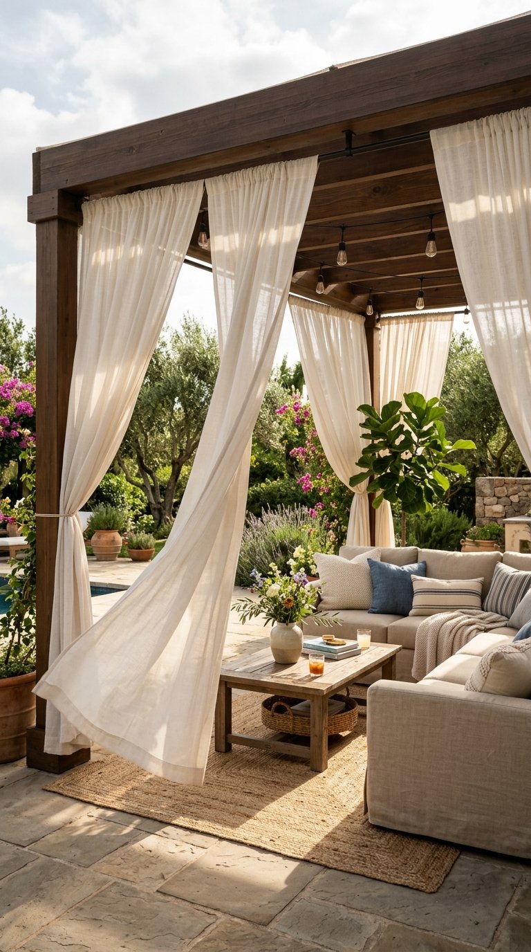 Hang Outdoor Curtains on a Pergola or Frame