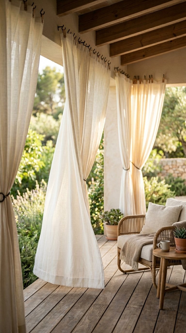 Hang Outdoor Fabric Panels Between Ceiling Hooks