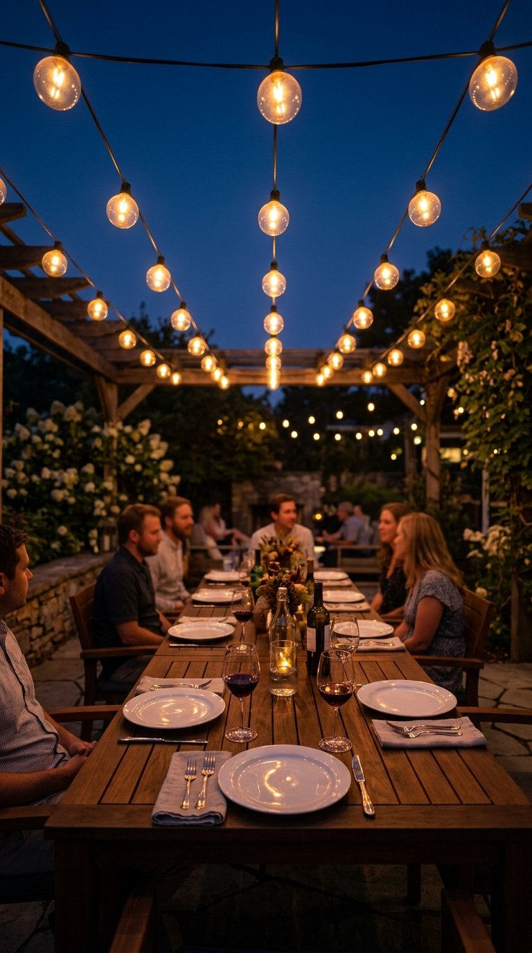 Hang String Lights for Evening Ambiance