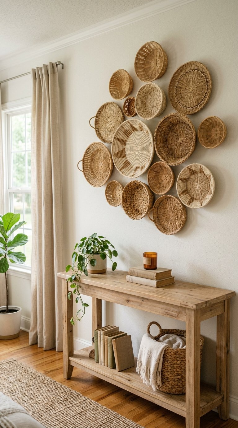 Hang Woven Wall Baskets as Grouped Wall Art