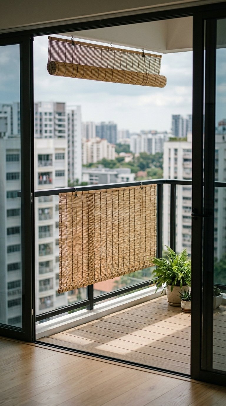  Hang a Bamboo Roll-Up Screen on Your Railing