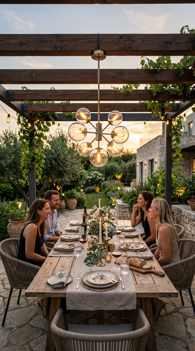 Hang a Minimalist Outdoor Pendant Light Over the Dining Table