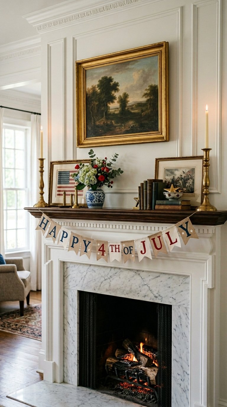 Hang a Patriotic Banner Between Two Candlesticks