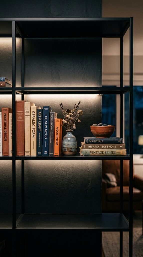 Incorporate Black Steel Shelving or Furniture Frames
