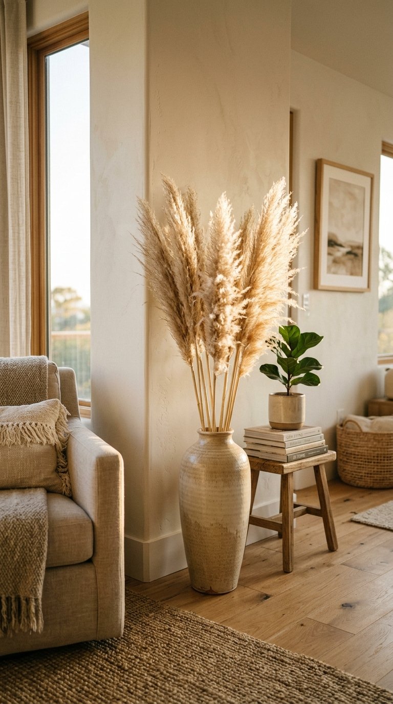 Incorporate Dried Pampas Grass in Tall Vases