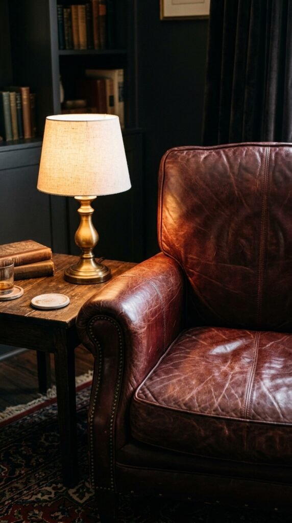 Incorporate Leather Furniture in Deep Brown or Black