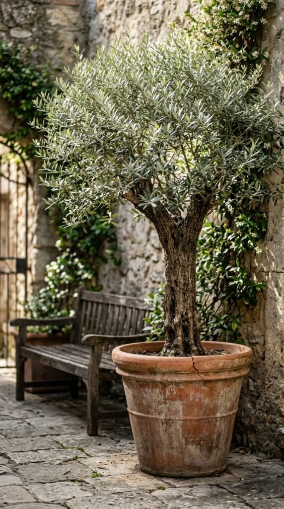Incorporate Potted Trees for Height and Privacy