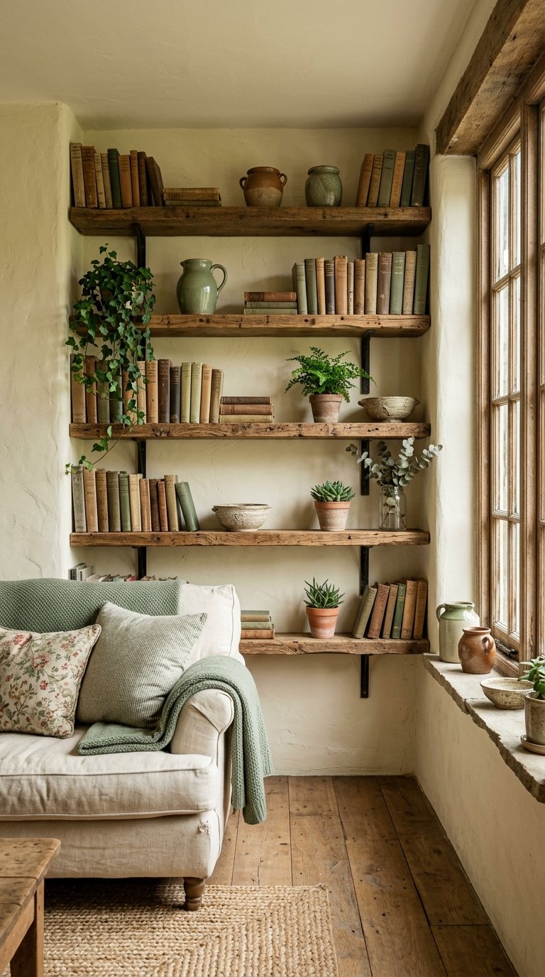Incorporate Reclaimed Wood Accents on Shelves or Tables