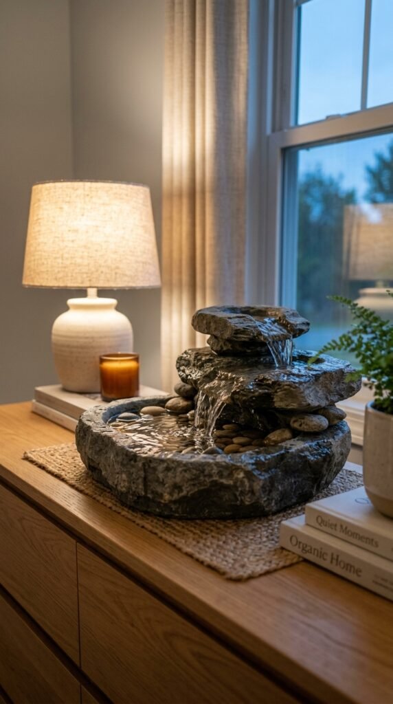 Incorporate a Small Indoor Water Feature for Ambient Sound