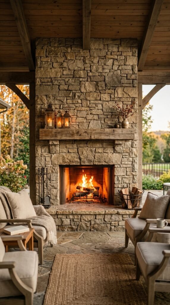 Incorporate a Stone or Brick Fireplace Wall