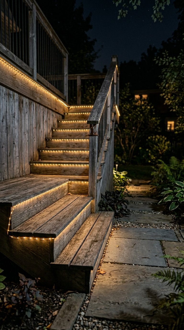 Install Lights Under Outdoor Stairs or Deck Edges