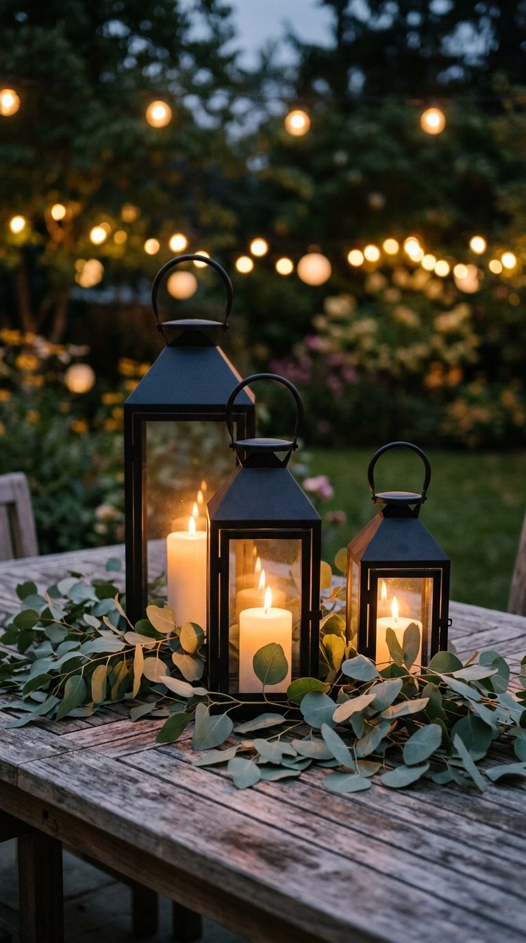 Lantern and Greenery Centerpiece