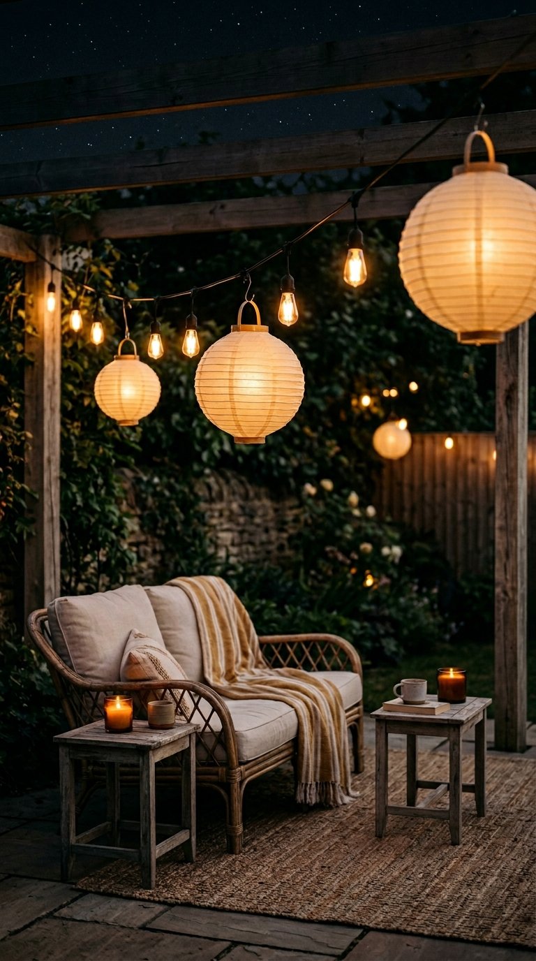 Layer String Lights With Lanterns