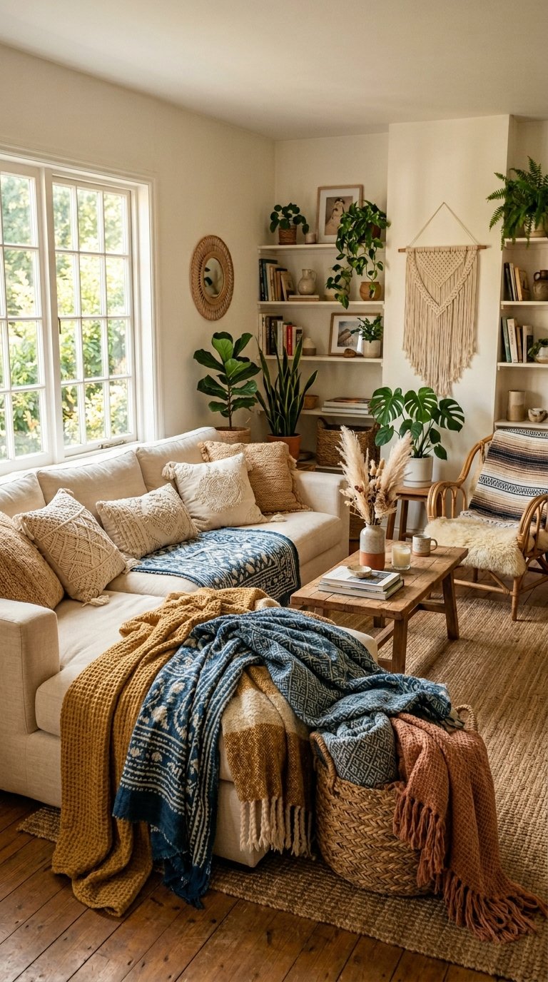 Layer Throw Blankets Over Every Seating Surface