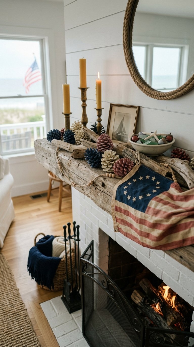 Layer in Natural Elements Like Pinecones or Driftwood