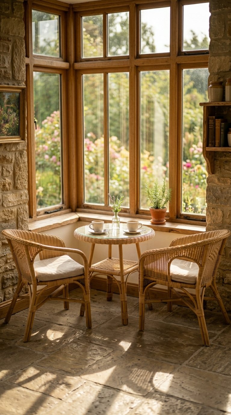 Outdoor Bistro Table and Chairs Set for a Sunroom Dining Nook