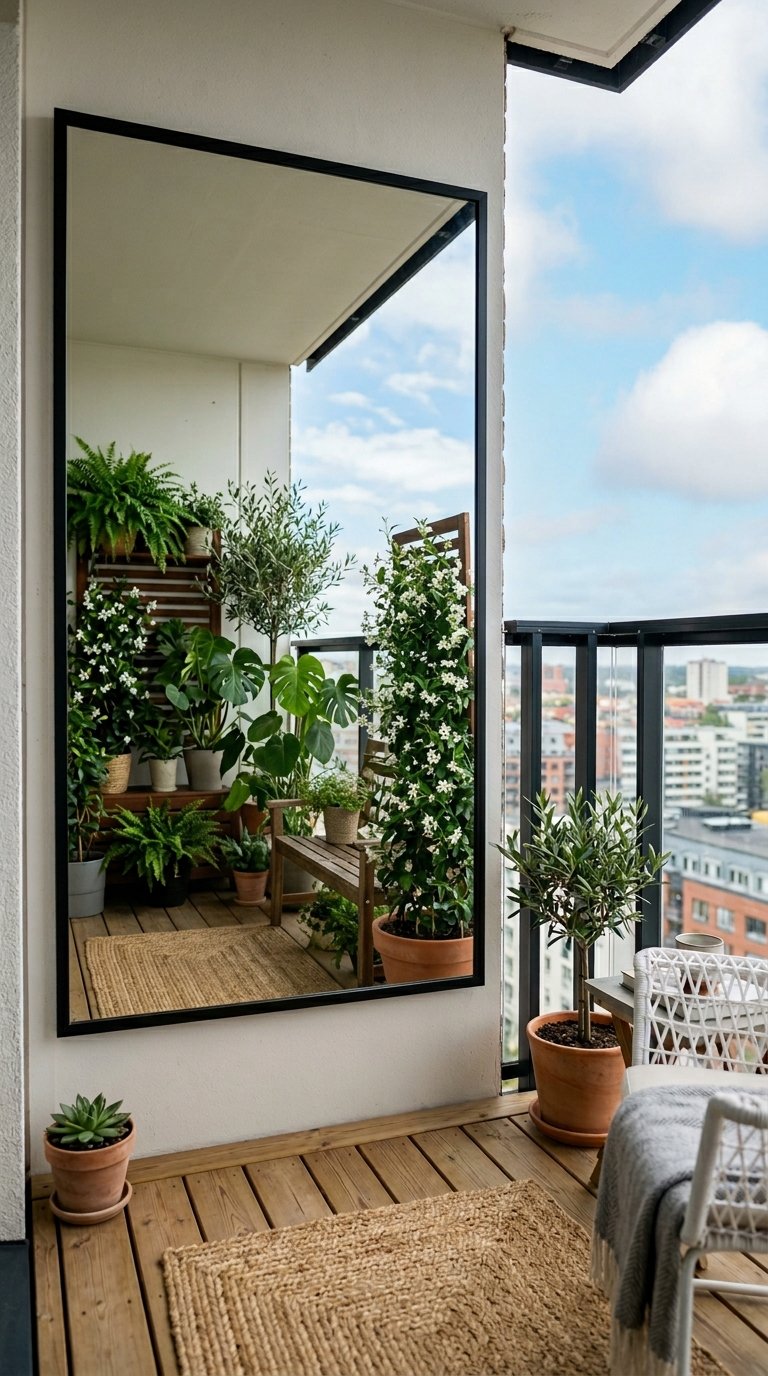 Outdoor Mirror on the Balcony Wall