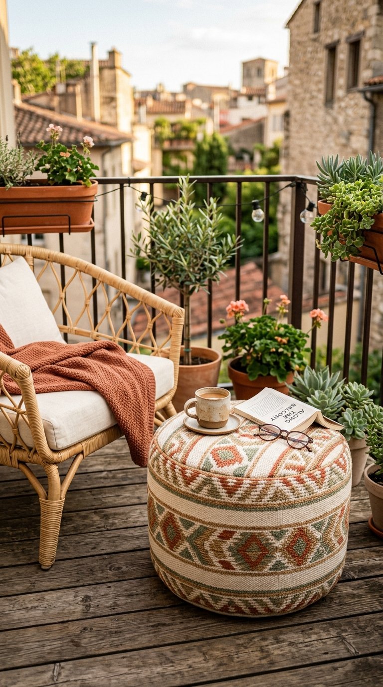 Outdoor Pouf Ottoman as a Flexible Seat and Surface