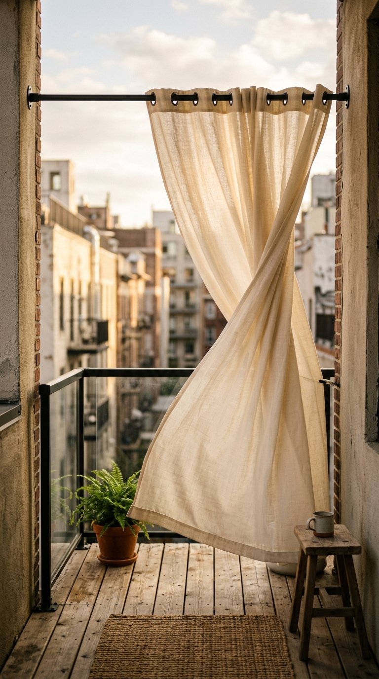 Outdoor Privacy Curtains on a Tension Rod