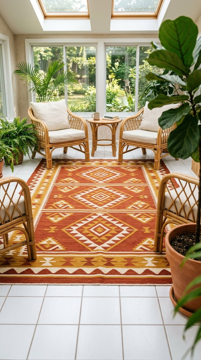 Outdoor-Rated Kilim or Flat-Weave Area Rug