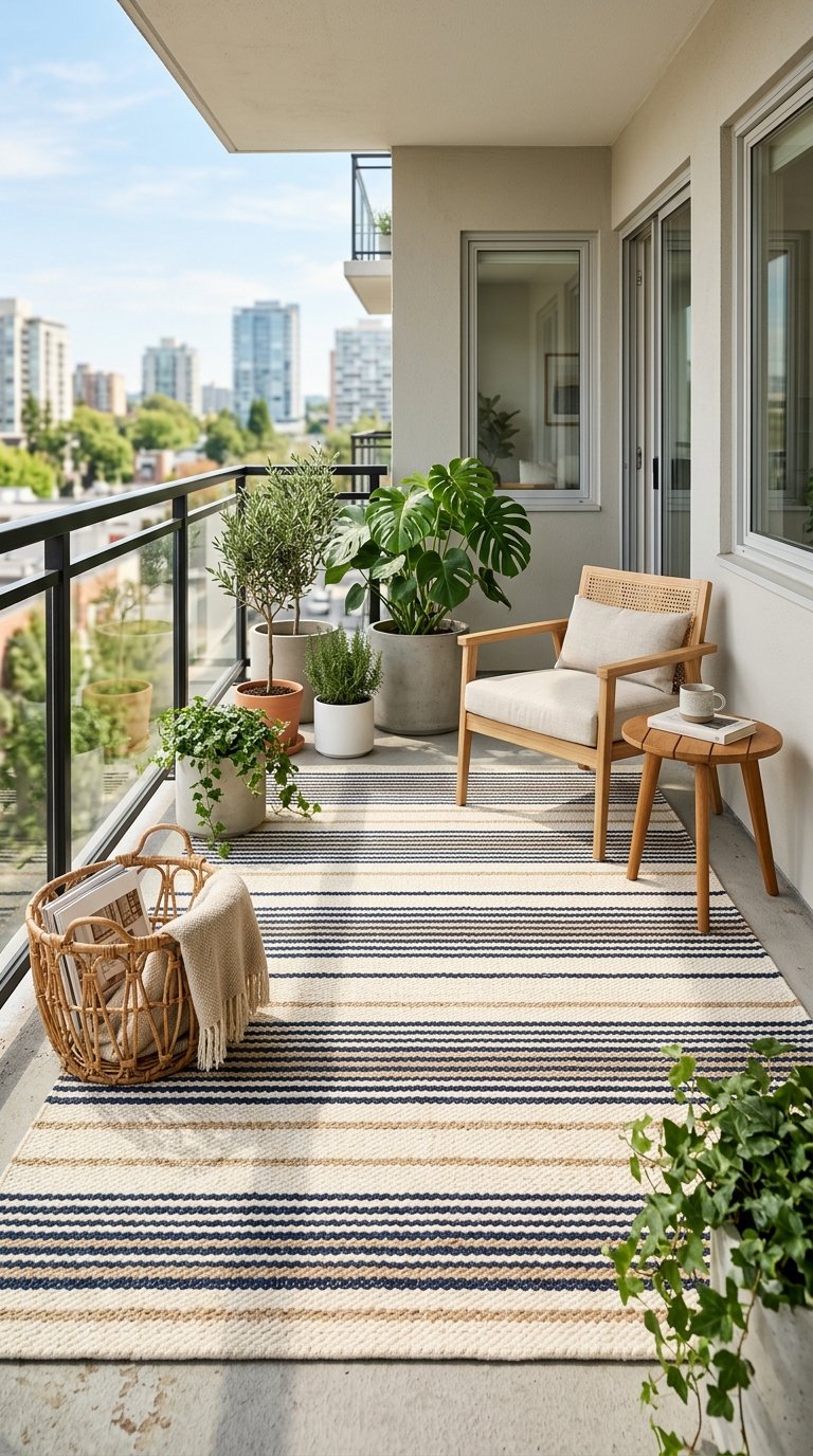 Outdoor Rug to Define the Balcony Floor Space