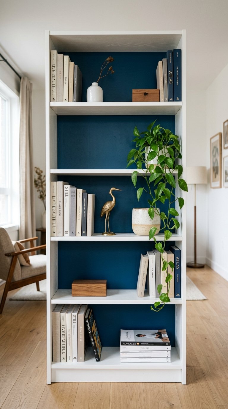 Paint One Bookshelf Interior a Bold Color