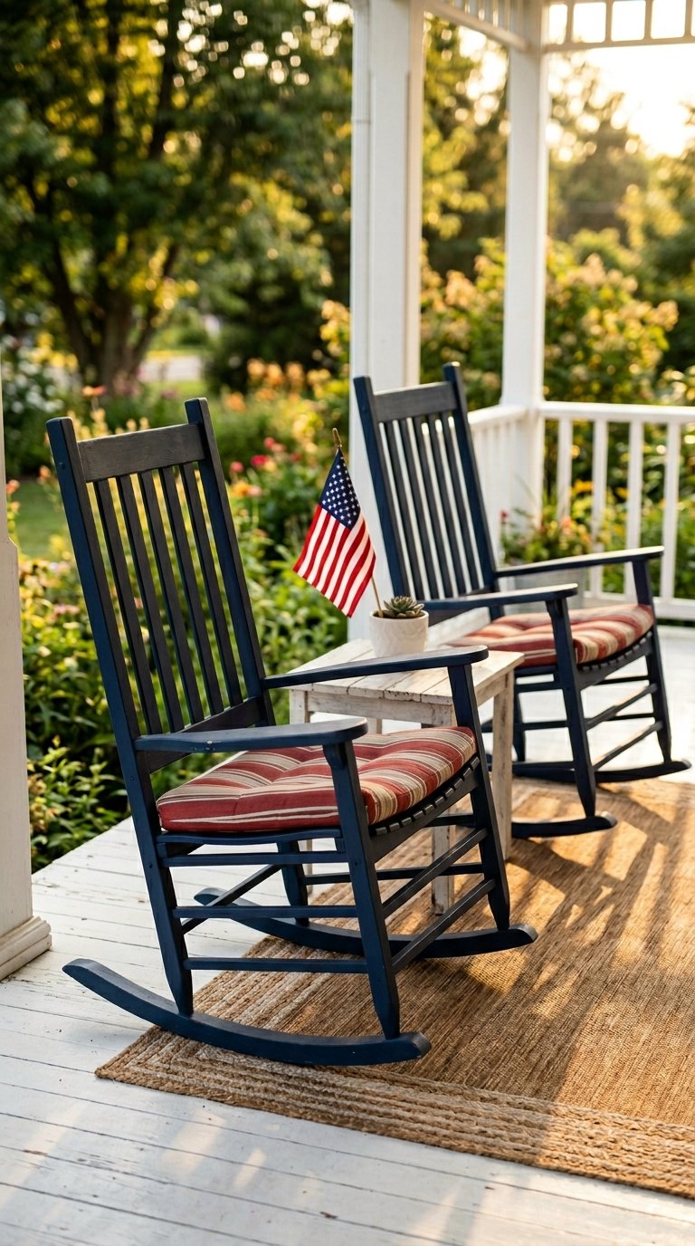 Patriotic Rocking Chair Refresh with Paint and Cushions