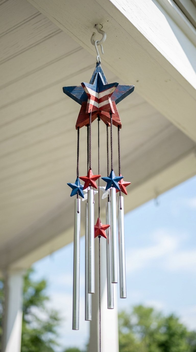 Patriotic Wind Chimes with Stars and Bells