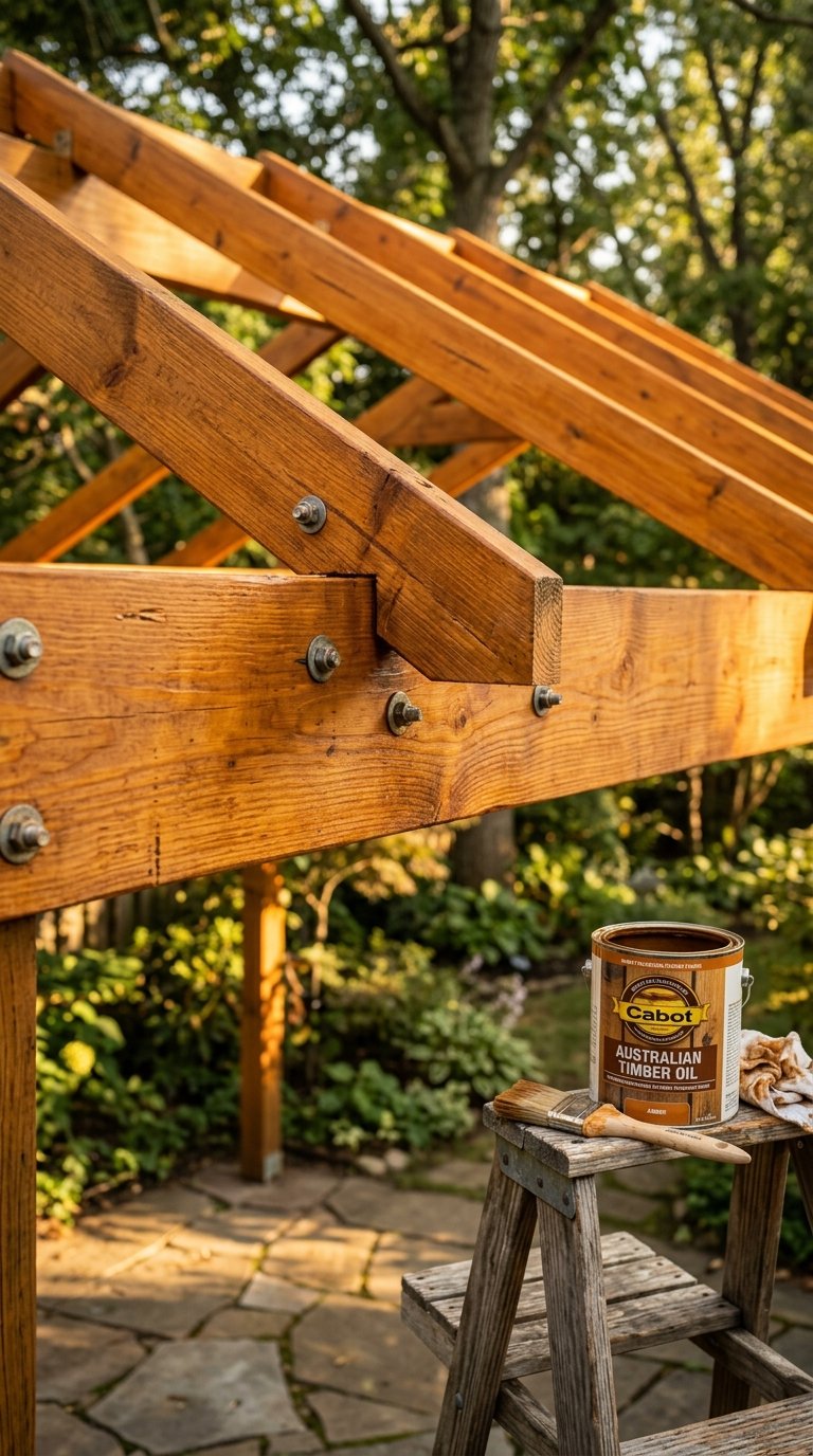 Permanent With a Treated Wood Pergola Stained to Last