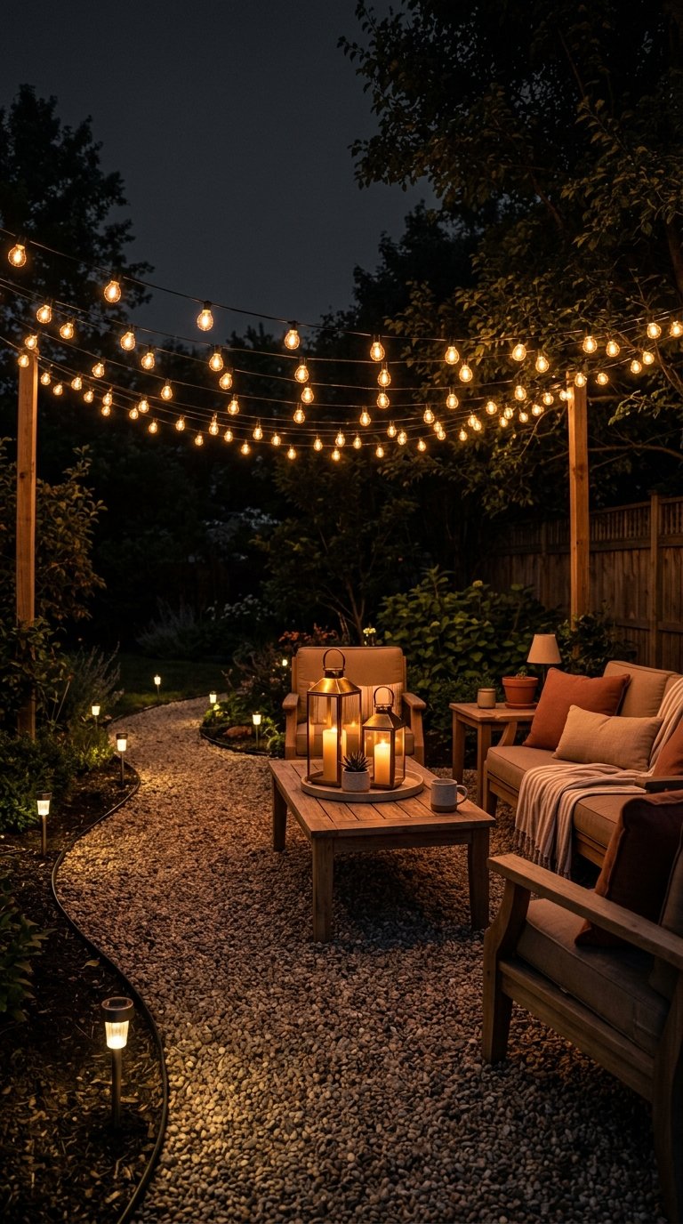 Place Lanterns at Multiple Heights Around the Seating