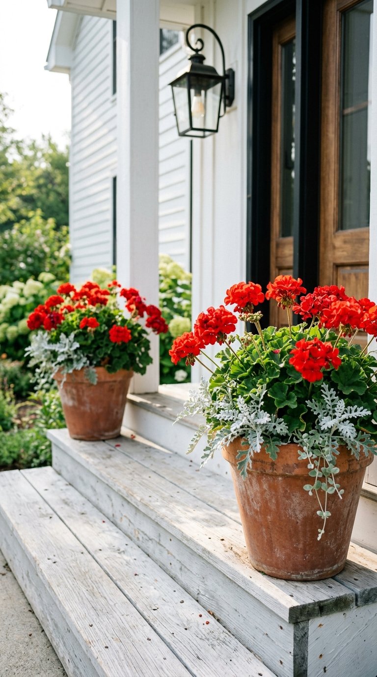 Place Potted Geraniums or Lavender at the Porch Entry