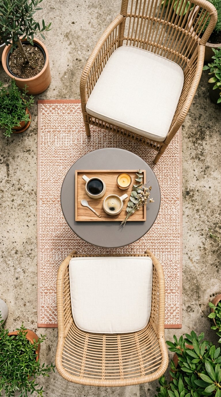 Place a Compact Outdoor Coffee Table as the Layout Anchor