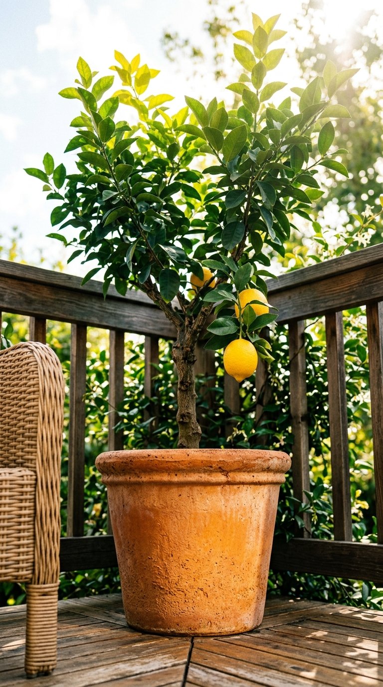 Plant a Dwarf Tree in a Large Corner Container