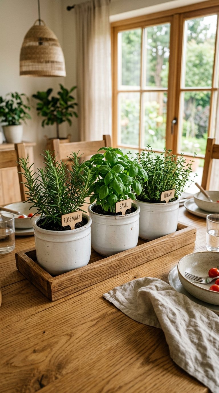Potted Herb Garden as a Living Centerpiece