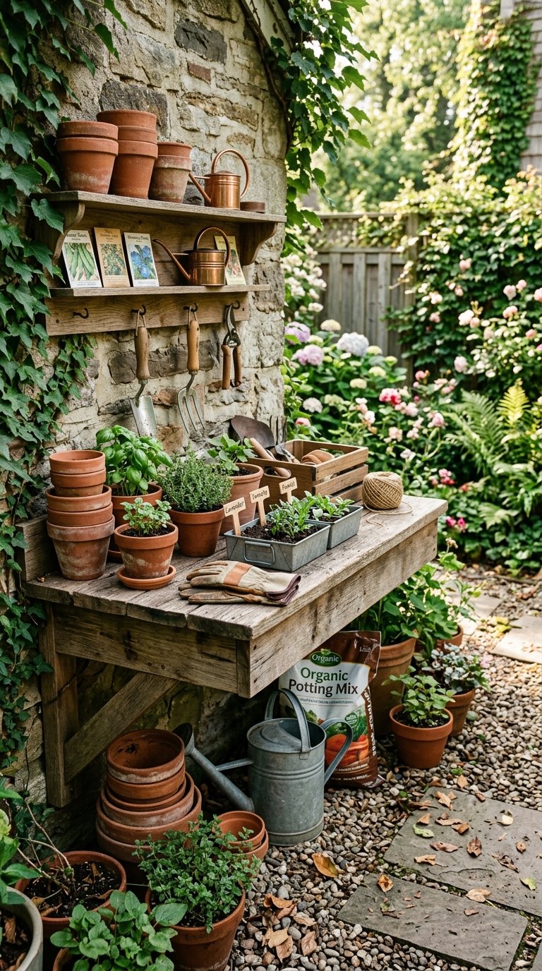 Potting Bench and Tool Storage Corner