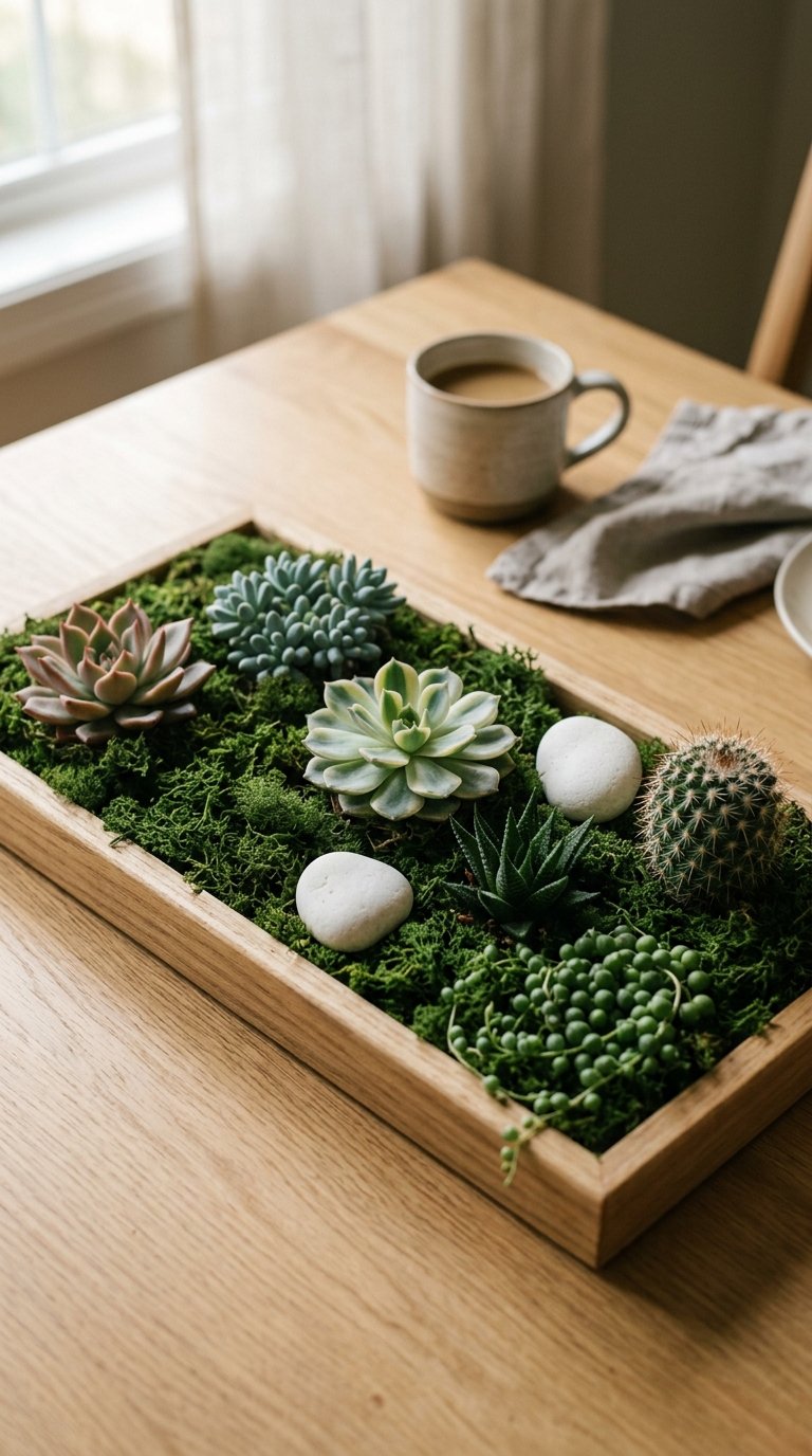Preserved Moss and Succulent Tray