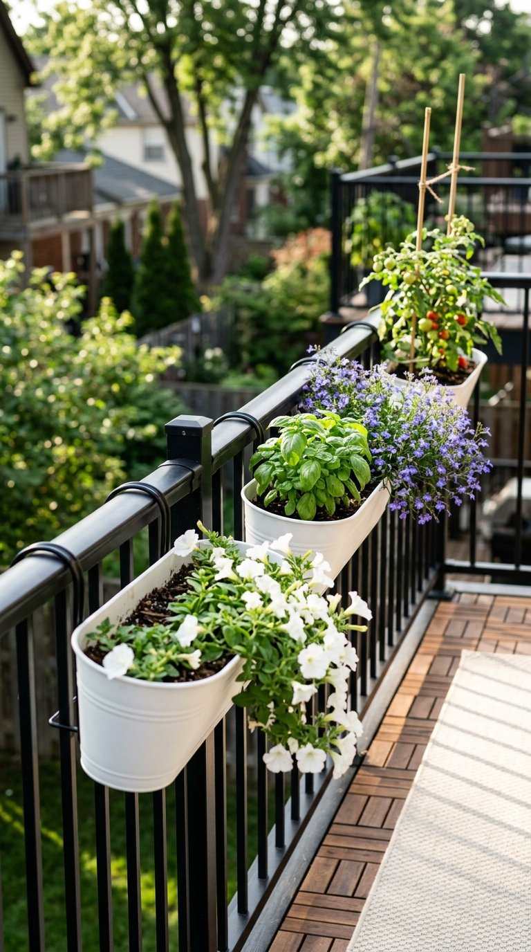 Railing Planters for a Garden Border Without Floor Space