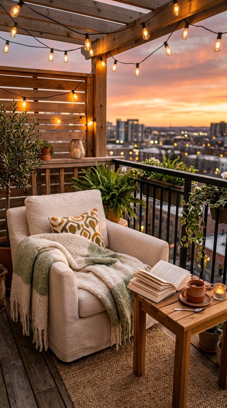Reading Nook With One Chair and Lights