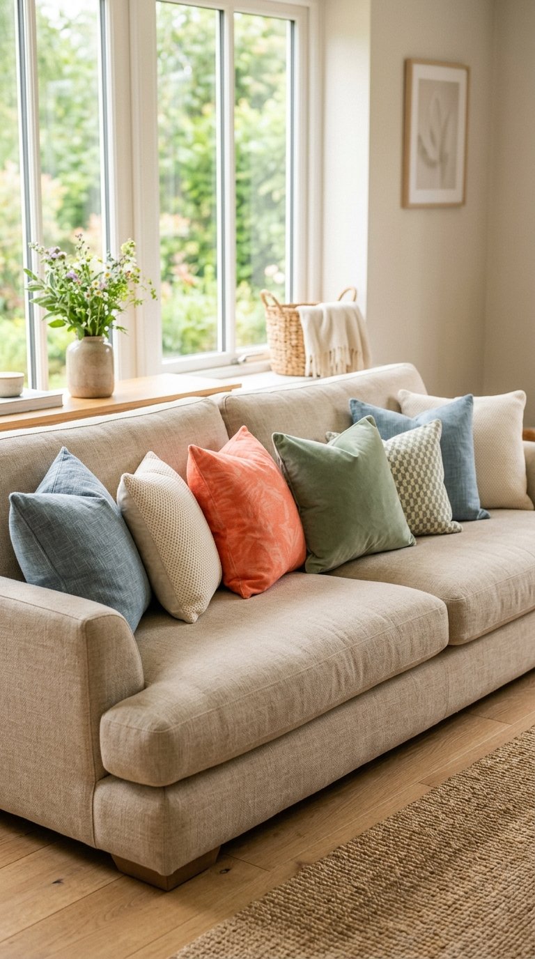 Replace Dark Throw Pillows With Summer Tones
