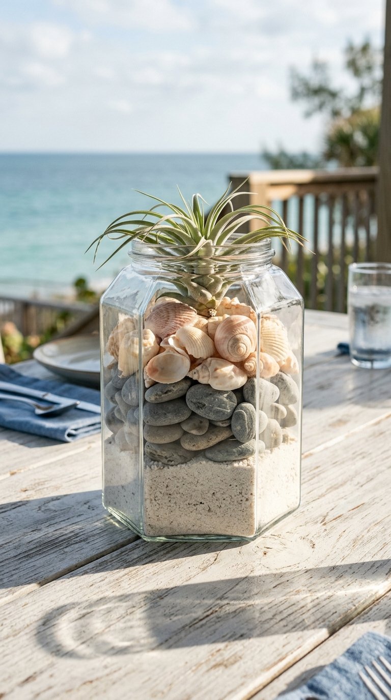 Sand and Shell Terrarium Centerpiece